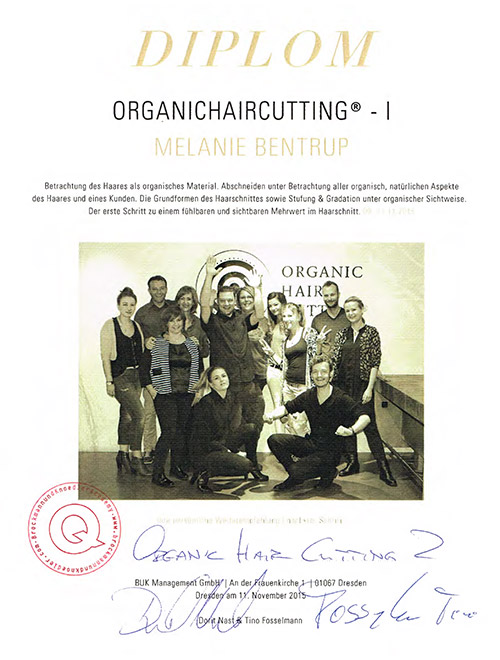 Diplom Organichaircutting® I von Melanie Bentrup