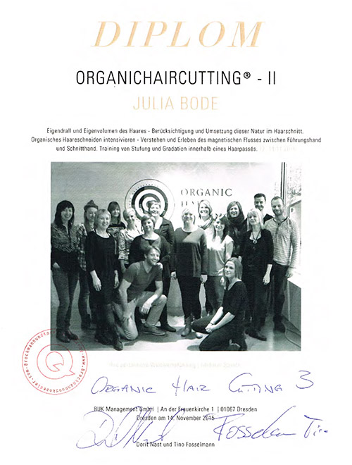 Diplom Organichaircutting® II von Julia Bode