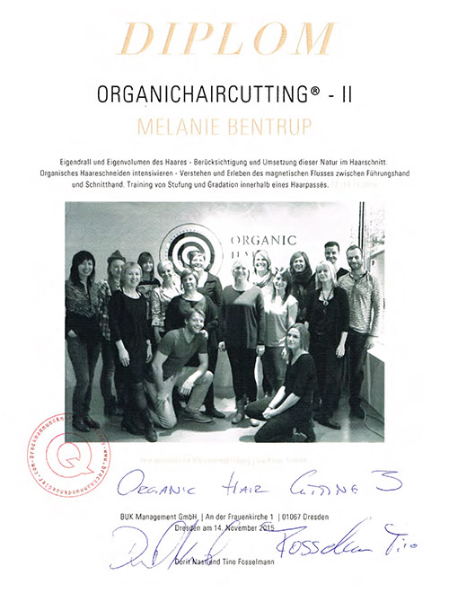 Diplom Organichaircutting® II von Melanie Bentrup