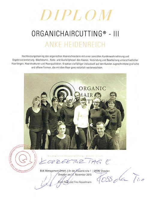 Diplom Organichaircutting® III von Anke Heidenreich