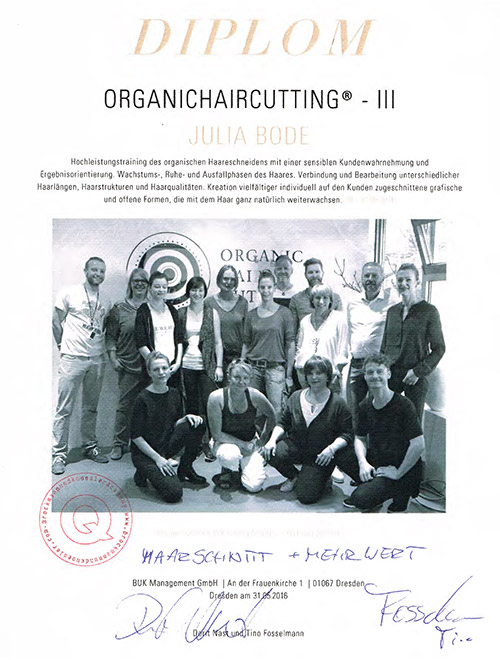 Diplom Organichaircutting® III von Julia Bode